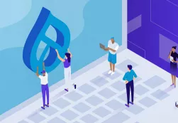 Illustration d’une équipe travaillant sur une architecture Drupal pour le développement d’applications métiers.